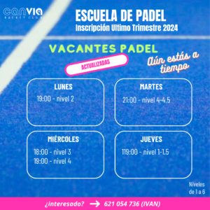 vacantes escuela padel adultos reserva pista padel barcelona baix llobregat can via